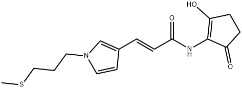 (E)-N-(2-Hydroxy-5-oxo-1-cyclopentene-1-yl)-3-[1-[3-(methylthio)propyl]-1H-pyrrole-3-yl]propenamide 结构式