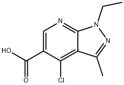 4-氯-1-乙基-3-甲基-1H-吡唑并[3,4-B]吡啶-5-羧酸 结构式