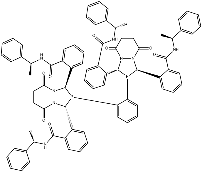 2,2′,2″,2′′′-(1,2-亚苯基双[(1R,3R)-四氢-5,8-二氧代-1H-[1,2,4]二氮杂磷杂环戊基[1,2-A]哒嗪-2,1,3(3H)-三基])四(N-[(1S)-1-苯乙基])苯甲酰胺 结构式