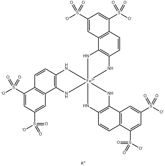 1,2-二氨基萘-5,7-二磺酸,三(5,6-二氨基-1,3-萘二磺酸)铁络合物钾盐 结构式