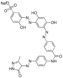 sodium 3-[[5-[[4-[[4-[(4,5-dihydro-3-methyl-5-oxo-1H-pyrazol-4-yl)azo]anilino]carbonyl]phenyl]azo]-2,4-dihydroxyphenyl]azo]-4-hydroxybenzenesulphonate 结构式
