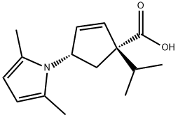(1S,4S)-4-(2,5-二甲基-1H-吡咯-1-基)-1-异丙基-2-环戊烯羧酸 结构式