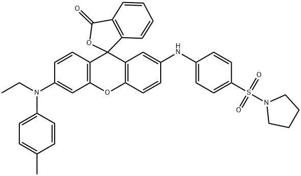 1-[[4-[[6'-[ethyl(p-tolyl)amino]-3-oxospiro[isobenzofuran-1(3H),9'-[9H]xanthen]-2'-yl]amino]phenyl]sulphonyl]pyrrolidine 结构式