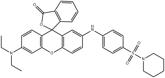 1-[[4-[[6'-(diethylamino)-3-oxospiro[isobenzofuran-1(3H),9'-[9H]xanthen]-2'-yl]amino]phenyl]sulphonyl]piperidine 结构式