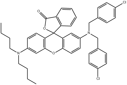2'-[bis(4-chlorobenzyl)amino]-6'-(dibutylamino)spiro[isobenzofuran-1[3H]-9'[9H]-xanthene]-3-one  结构式