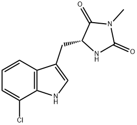 (5R)-5-[(7-氯-1H-吲哚-3-基)甲基]-3-甲基-2,4-咪唑烷二酮 结构式