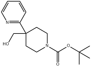 4-(羟甲基)-4-(吡啶-2-基)哌啶-1-羧酸叔丁酯 结构式