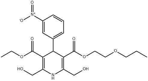 2-propoxyethyl ethyl 2,6-bis(hydroxymethyl)-4-(3-nitrophenyl)-1,4-dihy dropyridine-3,5-dicarboxylate 结构式