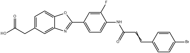 2-[4-[[3-(4-Bromophenyl)-1-oxo-2-propenyl]amino]-3-fluorophenyl]-5-benzoxazoleaceticacid 结构式