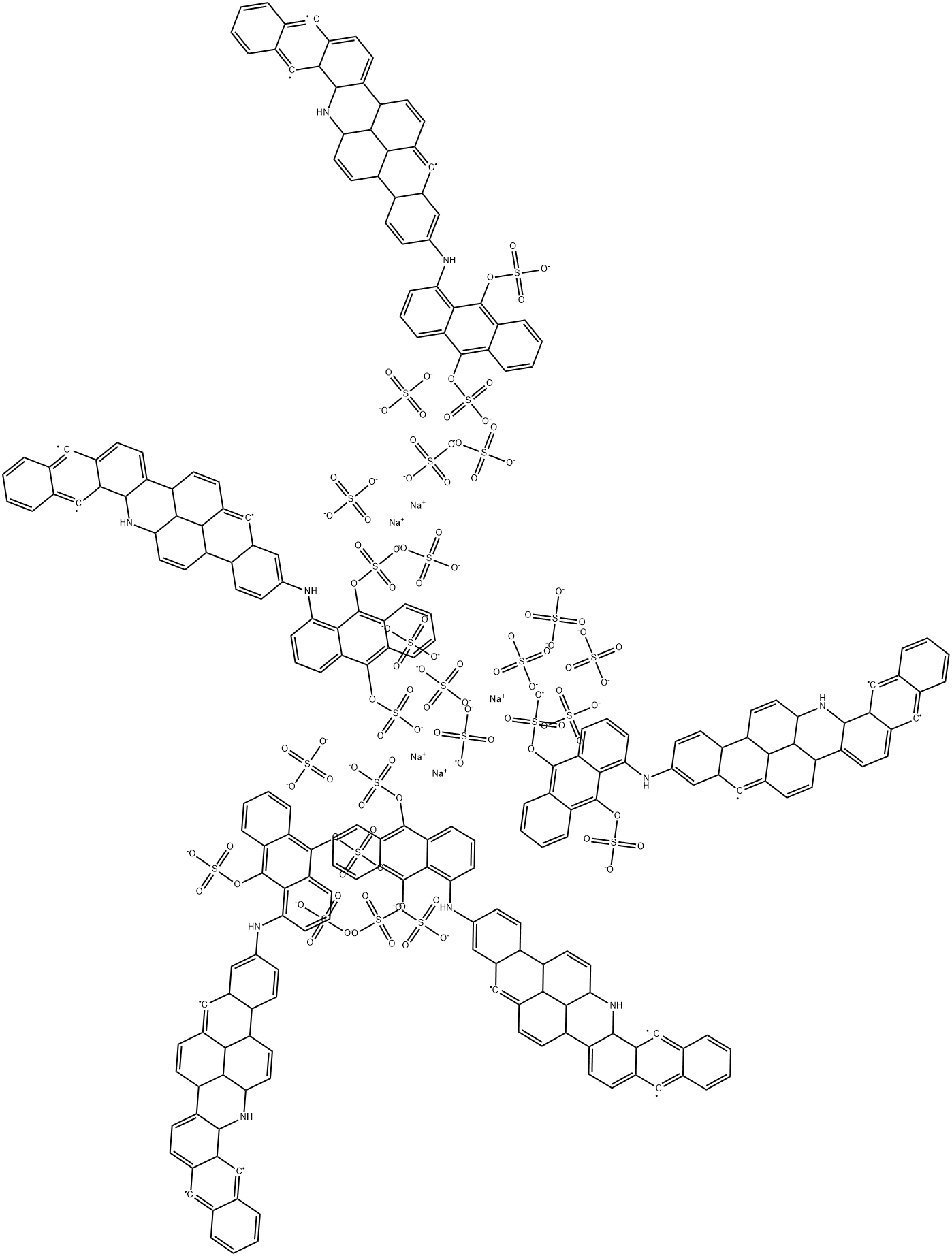 pentasodium 3-[[9,10-bis(sulphonatooxy)-1-anthryl]amino]anthra[2,1,9-mna]naphth[2,3-h]acridine-5,10,15-triyl tris(sulphate) 结构式