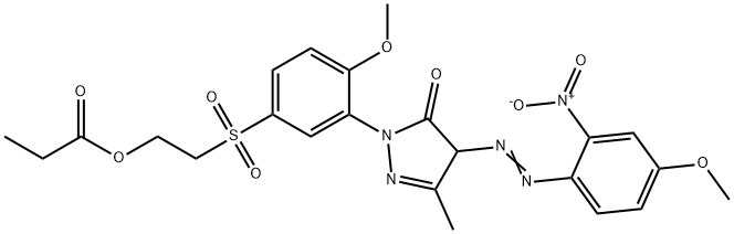 2,4-dihydro-4-[(4-methoxy-2-nitrophenyl)azo]-1-[2-methoxy-5-[[2-(propionyloxy)ethyl]sulphonyl]phenyl]-5-methyl-3H-pyrazol-3-one 结构式