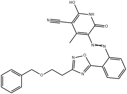 1,2-dihydro-6-hydroxy-4-methyl-2-oxo-5-[[2-[3-[2-(phenylmethoxy)ethyl]-1,2,4-oxadiazol-5-yl]phenyl]azo]nicotinonitrile 结构式