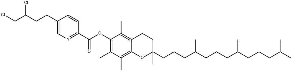 [2,5,7,8-tetramethyl-2-(4,8,12-trimethyltridecyl)chroman-6-yl] 5-(3,4- dichlorobutyl)pyridine-2-carboxylate 结构式