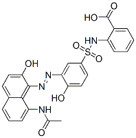 2-[[[3-[[8-acetamido-2-hydroxy-1-naphthyl]azo]-4-hydroxyphenyl]sulphonyl]amino]benzoic acid 结构式