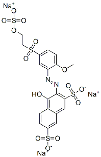 4-hydroxy-3-[[2-methoxy-5-[[2-(sulphooxy)ethyl]sulphonyl]phenyl]azo]naphthalene-2,7-disulphonic acid, sodium salt 结构式