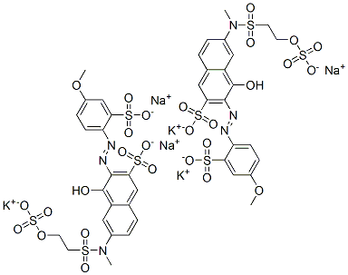 4-hydroxy-3-[(4-methoxy-2-sulphophenyl)azo]-6-[methyl[[2-(sulphooxy)ethyl]sulphonyl]amino]naphthalene-2-sulphonic acid, potassium sodium salt 结构式