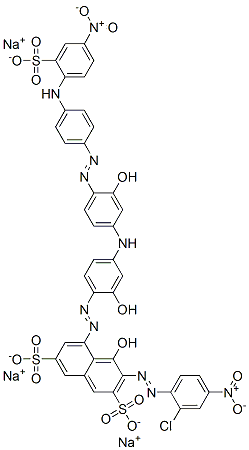 3-[(2-氯-4-硝基苯基)偶氮]-4-羟基-5-[[2-二羟基-4-[[3-羟基-4-[[4-[(4-硝基-2-磺苯基)氨基]苯基]偶氮]苯基]氨基]苯基]偶氮]-2,7-萘二磺酸三钠盐 结构式