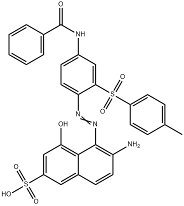 6-amino-5-[[4-(benzoylamino)-2-[(p-tolyl)sulphonyl]phenyl]azo]-4-hydroxynaphthalene-2-sulphonic acid 结构式