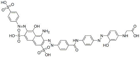 N-[4-[[4-[[4-[[1-amino-8-hydroxy-3,6-disulpho-7-[(4-sulphophenyl)azo]-2-naphthyl]azo]benzoyl]amino]phenyl]azo]-3-hydroxyphenyl]glycine 结构式