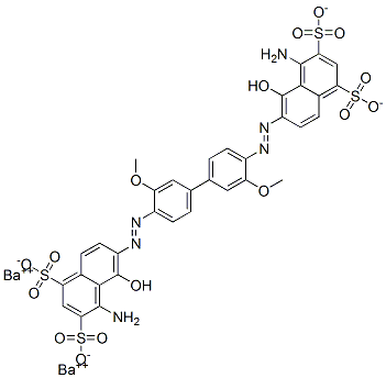 dibarium 6,6'-[(3,3'-dimethoxy[1,1'-biphenyl]-4,4'-diyl)bis(azo)]bis[4-amino-5-hydroxynaphthalene-1,3-disulphonate]  结构式