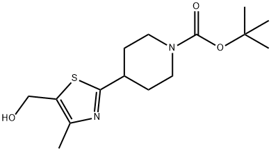 4-(5-(羟甲基)-4-甲基噻唑-2-基)哌啶-1-羧酸叔丁酯 结构式