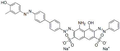 4-amino-5-hydroxy-3-[[4'-[(4-hydroxy-m-tolyl)azo][1,1'-biphenyl]-4-yl]azo]-6-(phenylazo)naphthalene-2,7-disulphonic acid, sodium salt  结构式