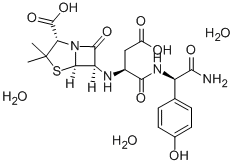 Glycinamide, L-asparaginyl-N-(2-carboxy-3,3-dimethyl-7-oxo-4-thia-1-az abicyclo(3.2.0)hept-6-yl)-D-2-(4-hydroxyphenyl)-, trihydrate, (2S-(2-a lpha,5-alpha,6-beta))- 结构式