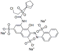 trisodium 5-[[[6-[(2-chloroethyl)sulphonyl]bicyclo[2.2.1]hept-2-yl]carbonyl]amino]-4-hydroxy-3-[(1-sulphonato-2-naphthyl)azo]naphthalene-2,7-disulphonate 结构式