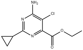 6-氨基-5-氯-2-环丙基嘧啶-4-甲酸乙酯 结构式