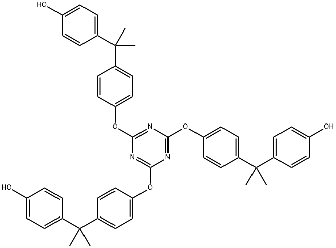 p,p',p''-[1,3,5-triazine-2,4,6-triyltris[oxy-4,1-phenyleneisopropylidene]]trisphenol 结构式