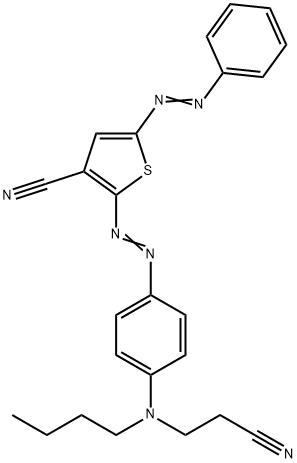 2-[4-[N-Butyl-N-(2-cyanoethyl)amino]phenylazo]-5-(phenylazo)-3-thiophenecarbonitrile 结构式