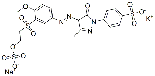 p-[4,5-dihydro-4-[[4-methoxy-3-[[2-(sulphooxy)ethyl]sulphonyl]phenyl]azo]-3-methyl-5-oxo-1H-pyrazol-1-yl]benzenesulphonic acid, potassium sodium salt 结构式