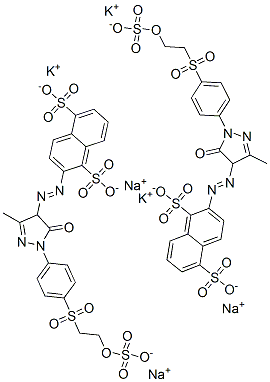 2-[[4,5-二氢-3-甲基-5-氧代-1-[4-[[2-(磺酰氧基)乙基]磺酰基]苯基]-1H-吡唑-4-基]偶氮]-1,5-萘二磺酸钠钾盐 结构式