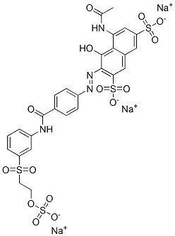 5-(acetamido)-4-hydroxy-3-[[4-[[[3-[[2-(sulphooxy)ethyl]sulphonyl]phenyl]amino]carbonyl]phenyl]azo]naphthalene-2,7-disulphonic acid, sodium salt  结构式