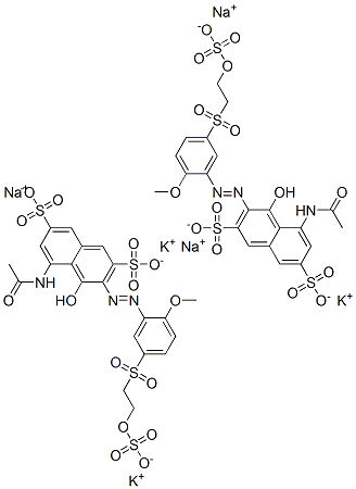 5-acetamido-4-hydroxy-3-[[2-methoxy-5-[[2-(sulphooxy)ethyl]sulphonyl]phenyl]azo]naphthalene-2,7-disulphonic acid, potassium sodium salt 结构式