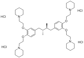 PIPERIDINE, 1,1',1'',1'''-[[(2R,3S)-2,3-DIMETHYL-1,4-BUTANEDIYL]BIS[4,1,2-BENZENETRIYLBIS(OXY-2,1-ETHANEDIYL)]]TETRAKIS HCL 结构式