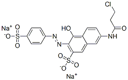 disodium 7-[(3-chloro-1-oxopropyl)amino]-4-hydroxy-3-[(4-sulphonatophenyl)azo]naphthalene-2-sulphonate  结构式