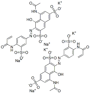 5-acetamido-4-hydroxy-3-[[4-[(1-oxoallyl)amino]-3-sulphophenyl]azo]naphthalene-2,7-disulphonic acid, potassium sodium salt 结构式