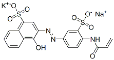 4-hydroxy-3-[[4-[(1-oxoallyl)amino]-3-sulphophenyl]azo]naphthalene-1-sulphonic acid, potassium sodium salt 结构式