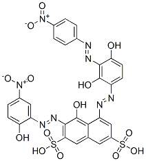 5-[[2,4-dihydroxy-3-[(4-nitrophenyl)azo]phenyl]azo]-4-hydroxy-3-[(2-hydroxy-5-nitrophenyl)azo]naphthalene-2,7-disulphonic acid 结构式