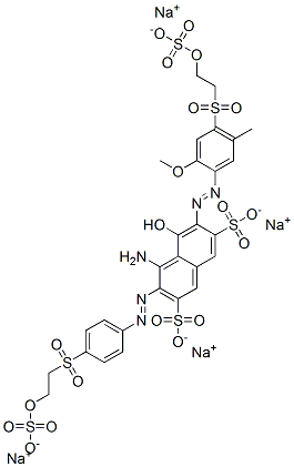 tetrasodium 4-amino-5-hydroxy-6-[[2-methoxy-5-methyl-4-[[2-(sulphonatooxy)ethyl]sulphonyl]phenyl]azo]-3-[[4-[[2-(sulphonatooxy)ethyl]sulphonyl]phenyl]azo]naphthalene-2,7-disulphonate 结构式