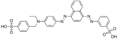 3-[[4-[[4-[ethyl[(4-sulphophenyl)methyl]amino]phenyl]azo]-1-naphthyl]azo]benzenesulphonic acid 结构式