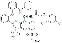 disodium 6-[[2-[2-(cyclohexylamino)phenoxy]phenyl]azo]-4-[[(2,4-dichlorophenoxy)acetyl]amino]-5-hydroxynaphthalene-1,7-disulphonate 结构式