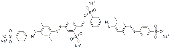 tetrasodium 4,4'-bis[[2,5-dimethyl-4-[(4-sulphonatophenyl)azo]phenyl]azo]stilbene-2,2'-disulphonate 结构式