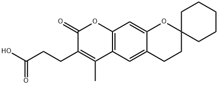 3-(2-氧代-4-甲基-螺[6,7-二氢吡喃并[5,6-G]色烯-8,1'-环己烷]-3-基)丙酸 结构式