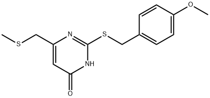 2-[(4-methoxybenzyl)sulfanyl]-6-[(methylsulfanyl)methyl]-4-pyrimidinol 结构式
