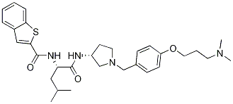 Benzo[b]thiophene-2-carboxaMide, N-[(1S)-1-[[[(3R)-1-[[4-[3-(diMethylaMino)propoxy]phenyl]Methyl]-3-pyrrolidinyl]aMino]carbonyl]-3-Methylbutyl]- 结构式