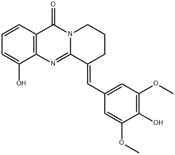 11H-Pyrido[2,1-b]quinazolin-11-one,  6,7,8,9-tetrahydro-4-hydroxy-6-[(4-hydroxy-3,5-dimethoxyphenyl)methylene]-,  (6E)- 结构式