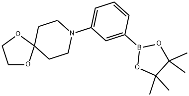 3-(1,4-二氧杂-8-氮杂螺[4.5]癸烷-8-基)苯硼酸频哪醇酯 结构式