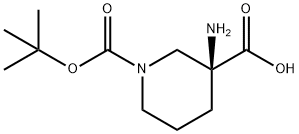(S)-3-氨基-1-叔丁氧羰基哌啶-3-羧酸 结构式